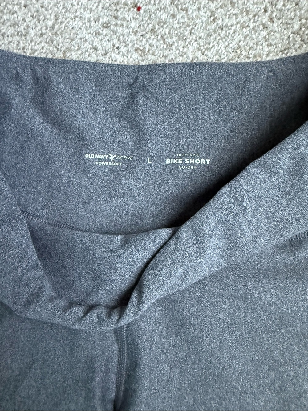 NWOT Old Navy High-Rise PowerSoft Bike Shorts Charcoal Gray size Large - Picture 2 of 3